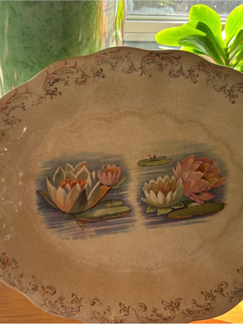 Vintage Minton’s Waterlilly Decorative Serving Platter - Green and Pink